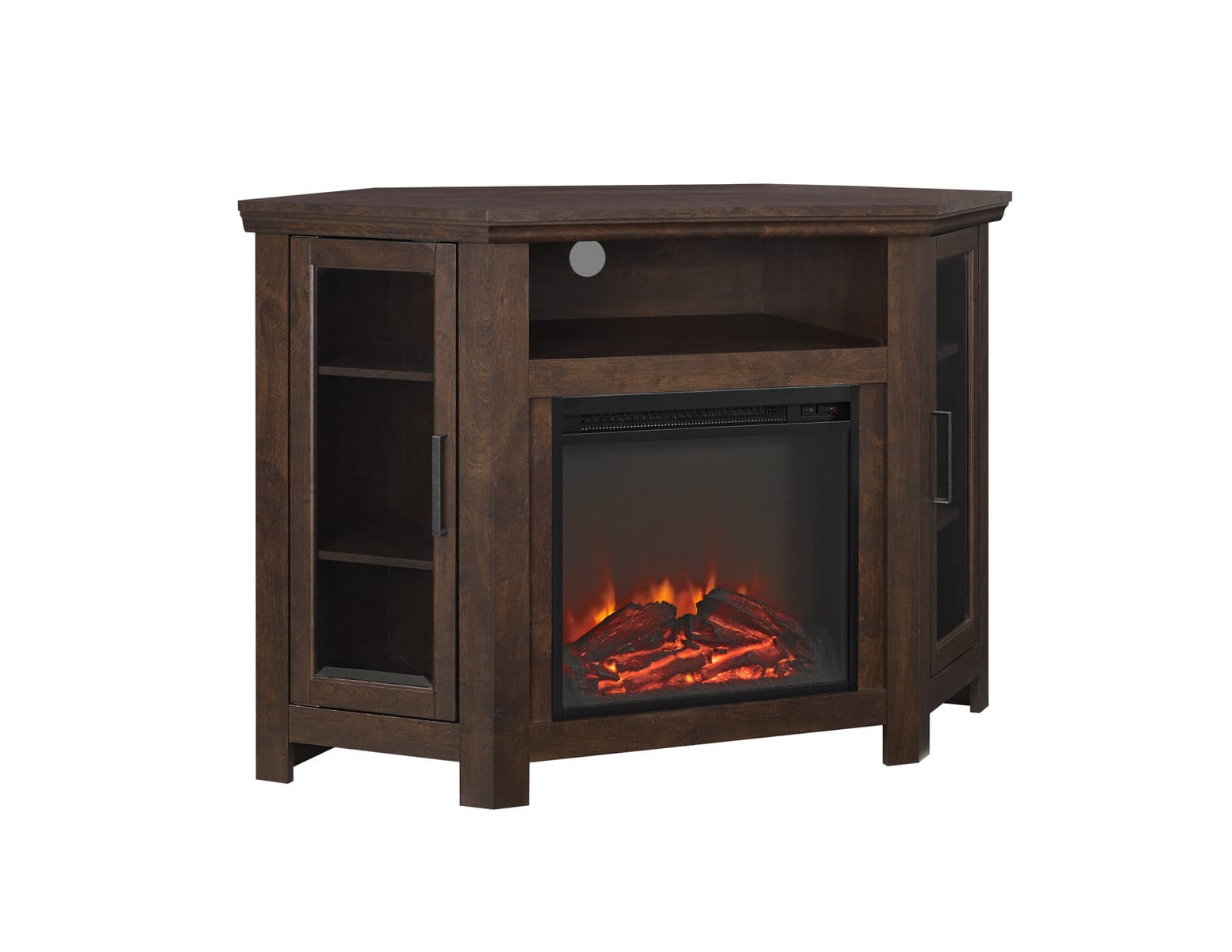 48 Inch Traditional Wood Corner Fireplace Media TV Stand Console