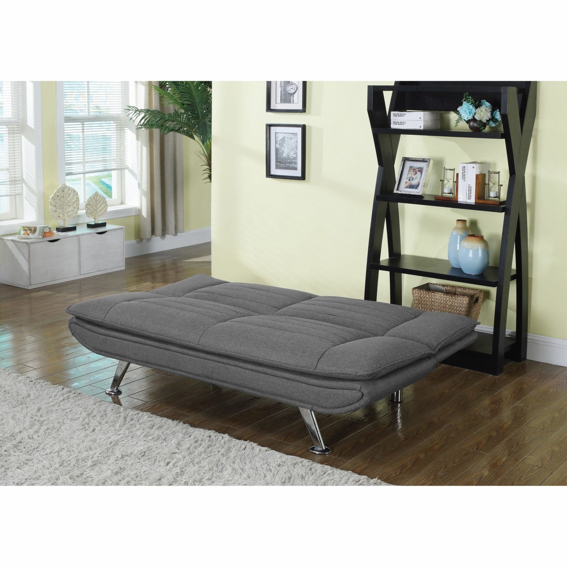 Grey Sofa Bed with Chrome Legs Futon World