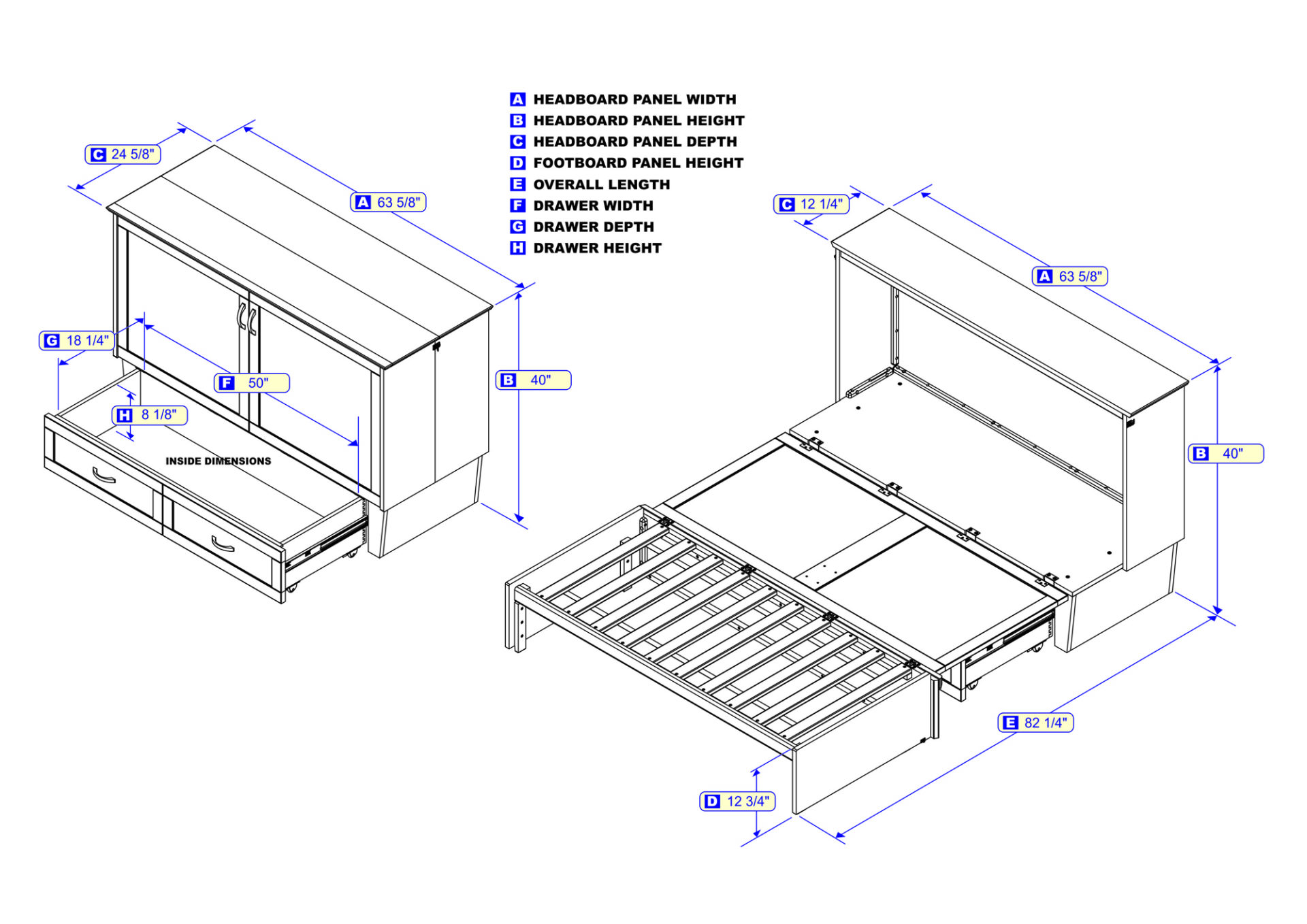 Hamilton Murphy Bed (Chest Bed) Walnut Futon World