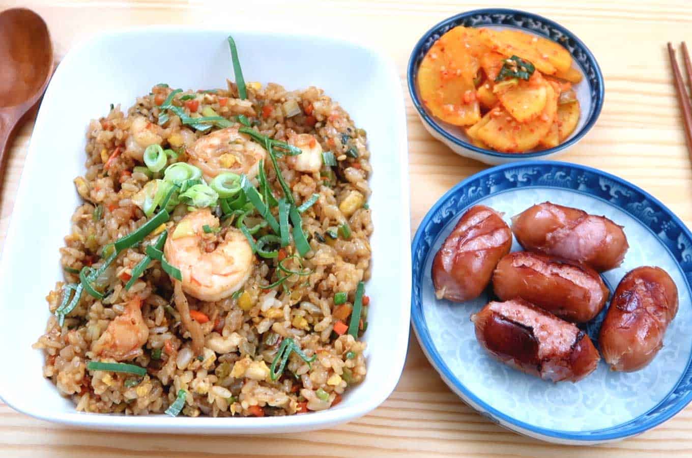 Shrimp Fried Rice with Korean Danmuji & Mini Sausages FutureDish