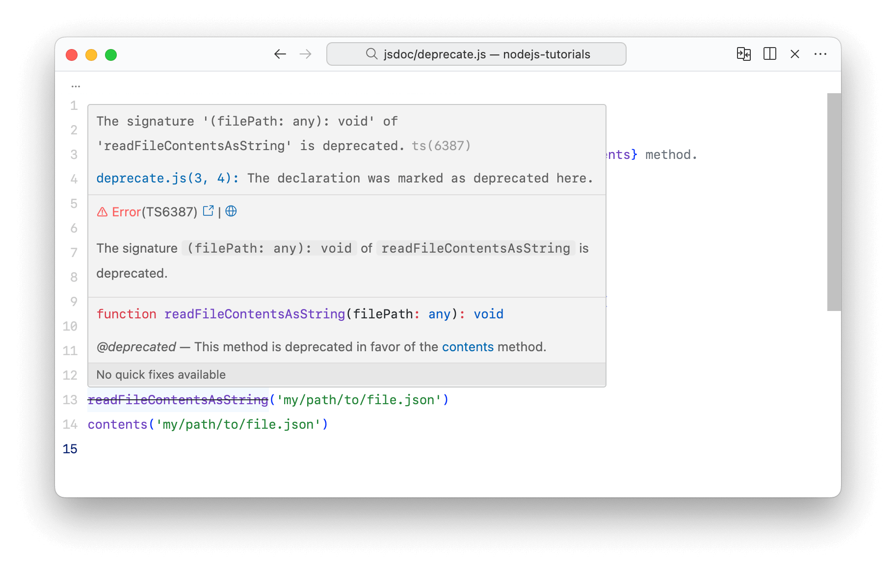 Deprecate a Method in JavaScript and TypeScript