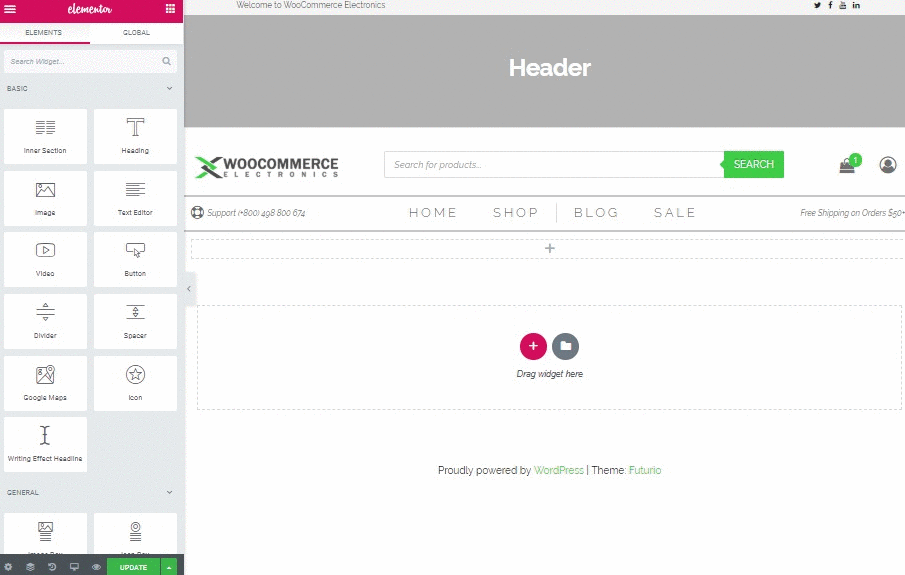 Elementor Cart Icon Futurio