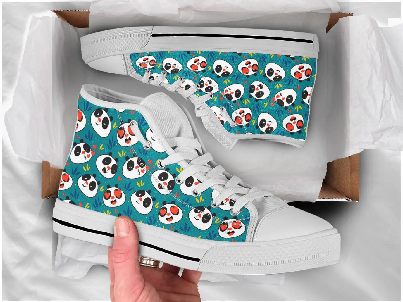 Cute Panda Shoes Custom Canvas Sneakers For Kids & Adults
