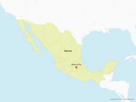 Printable Vector Map of Mexico with States | Free Vector Maps