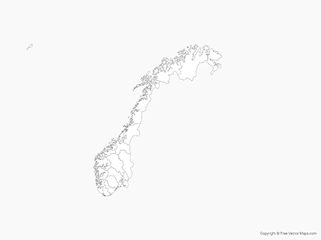 Printable Vector Map of Norway with Counties - Outline | Free Vector Maps