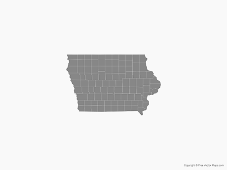 Printable Vector Map of Iowa with Counties - Single Color | Free Vector