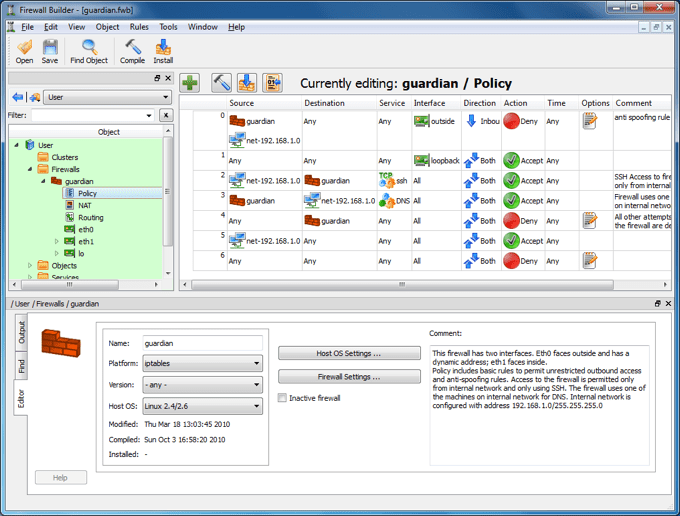 Screenshots Firewall Builder