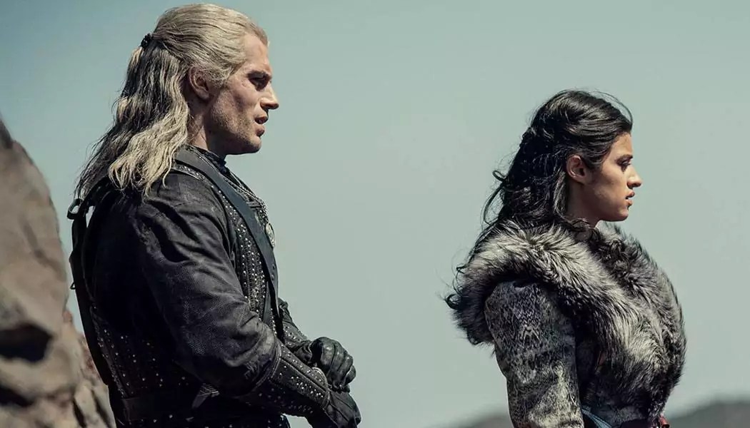 Henry Cavill and Anya Chalotra in The Witcher