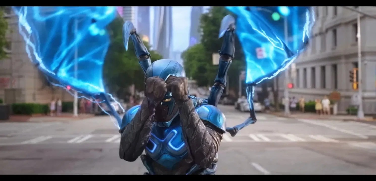 A shot from the trailer of Blue Beetles