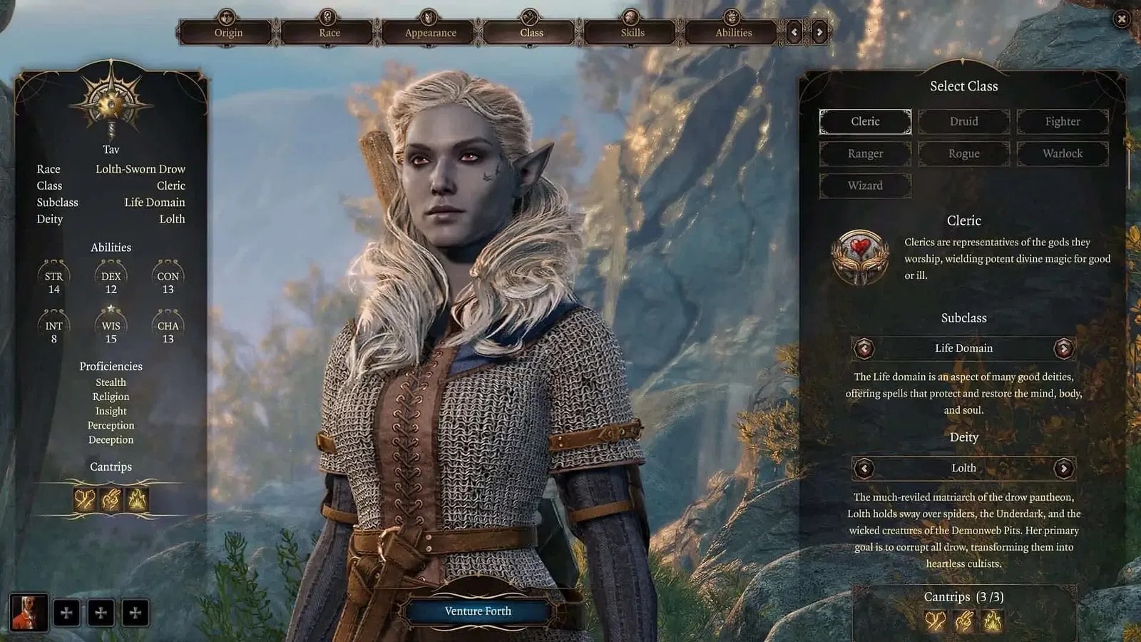 Baldur’s Gate 3 detailed character creation screen