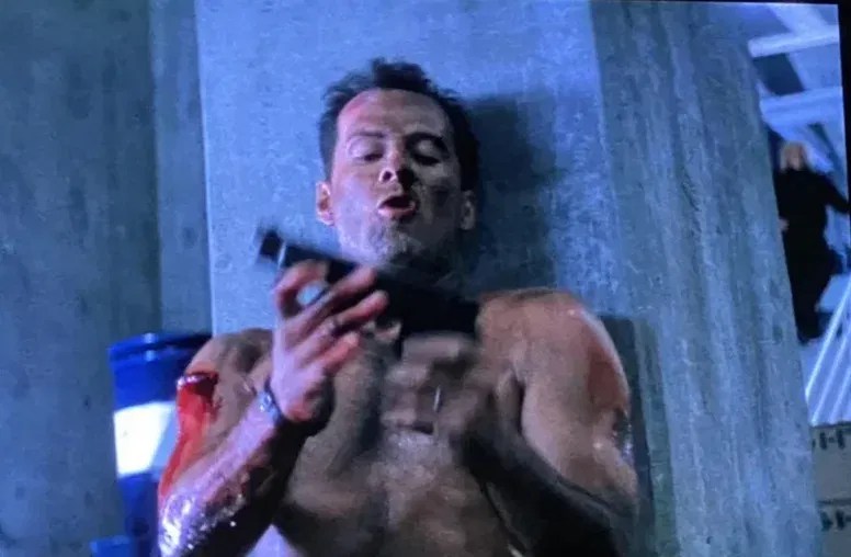 In a still from Die Hard