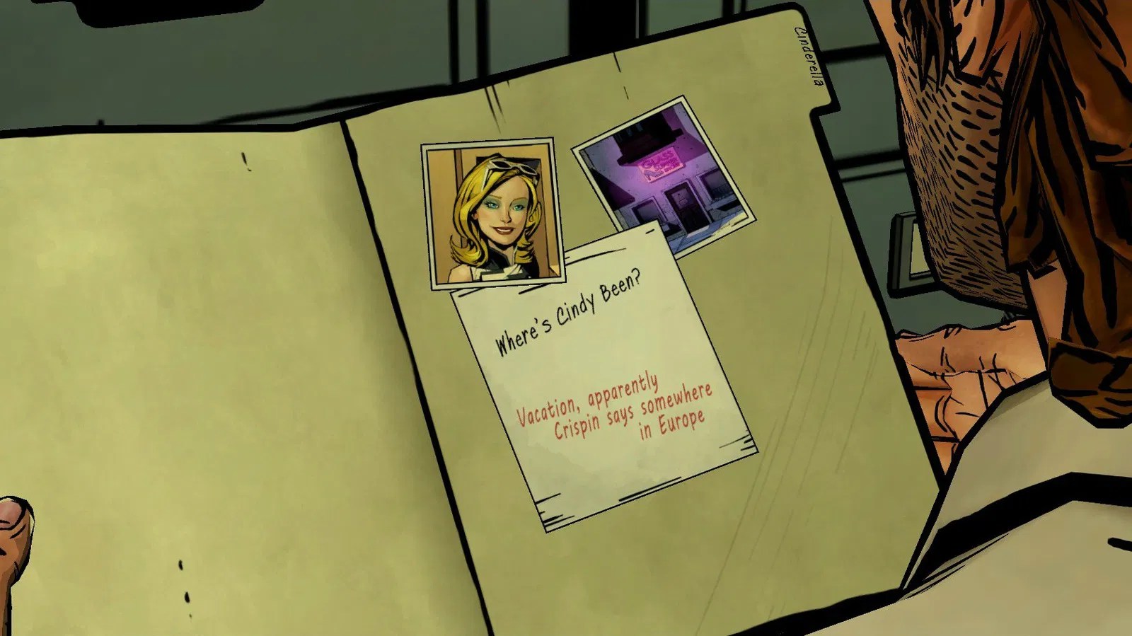 Cindy files in Tweedles' office