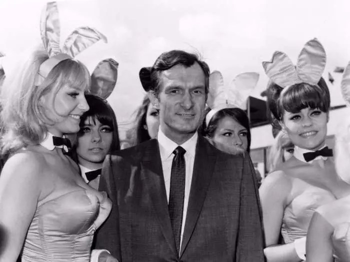 Hugh Hefner at the Playboy Club in Los Angeles, 1986