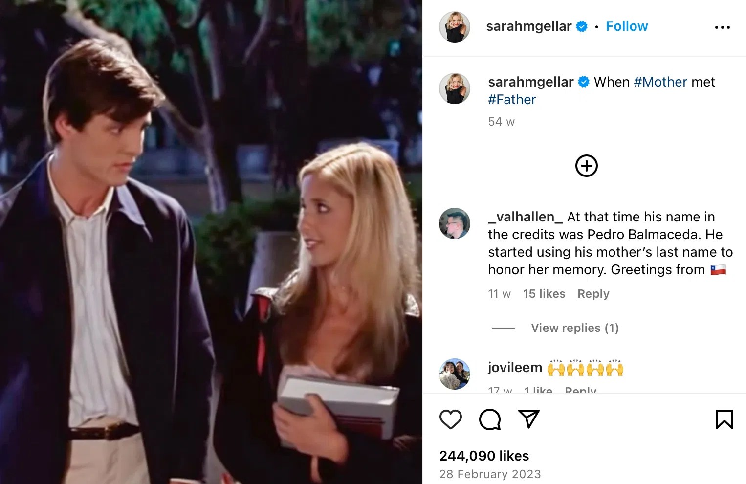 Sarah Michelle Gellar shared via her Instagram (@sarahmgellar)