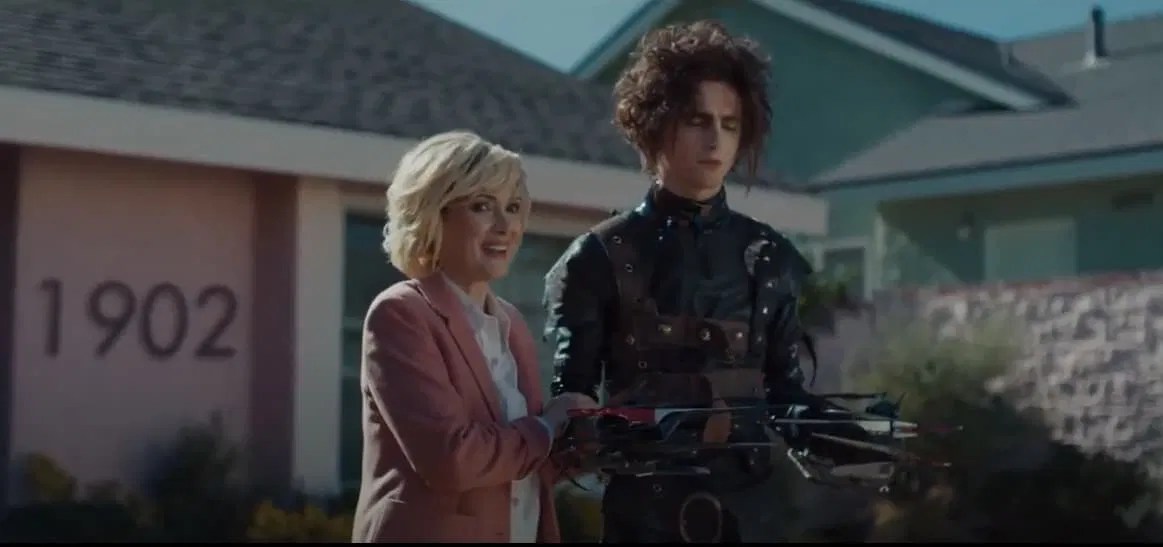 Winona Ryder and Timothee Chalamet in the 2021 Cadillac Superbowl ad