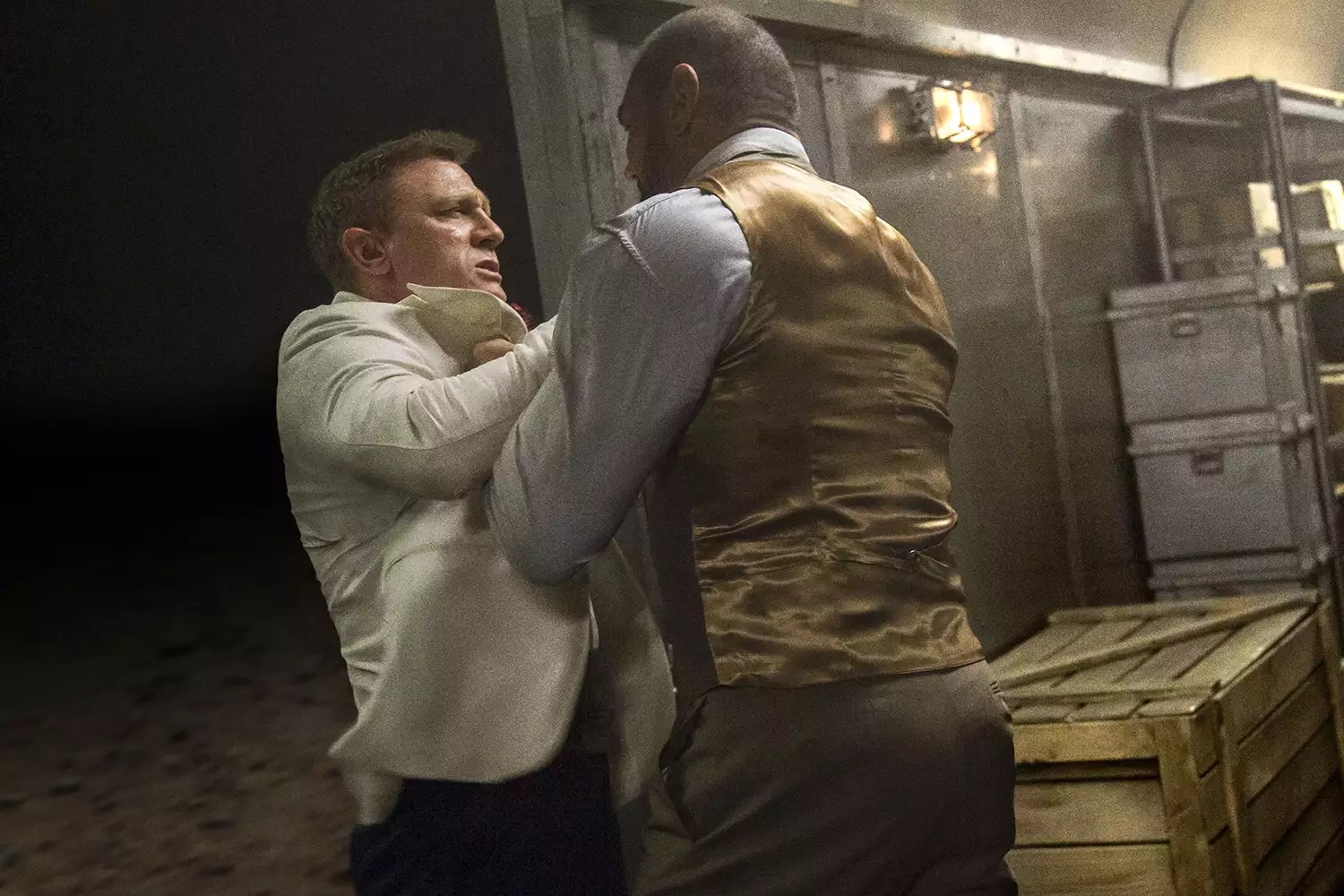 Daniel Craig and Dave Bautista in a still from Spectre