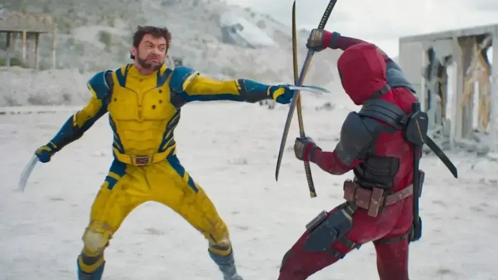 Ryan Reynolds and Hugh Jackman in a scene from Deadpool & Wolverine