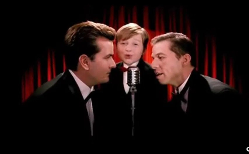 Charlie Sheen, Angus T. Jones, and Jon Cryer in Two and a Half Men