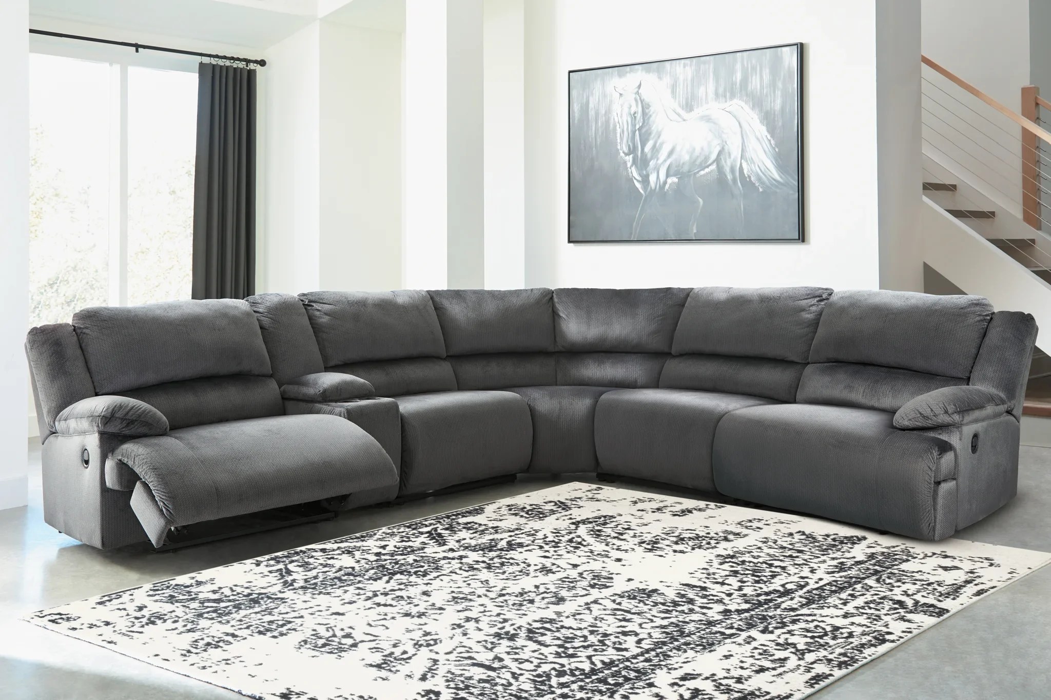 Clonmel Charcoal 6Piece Reclining Sectional With Zero Wall Reclin