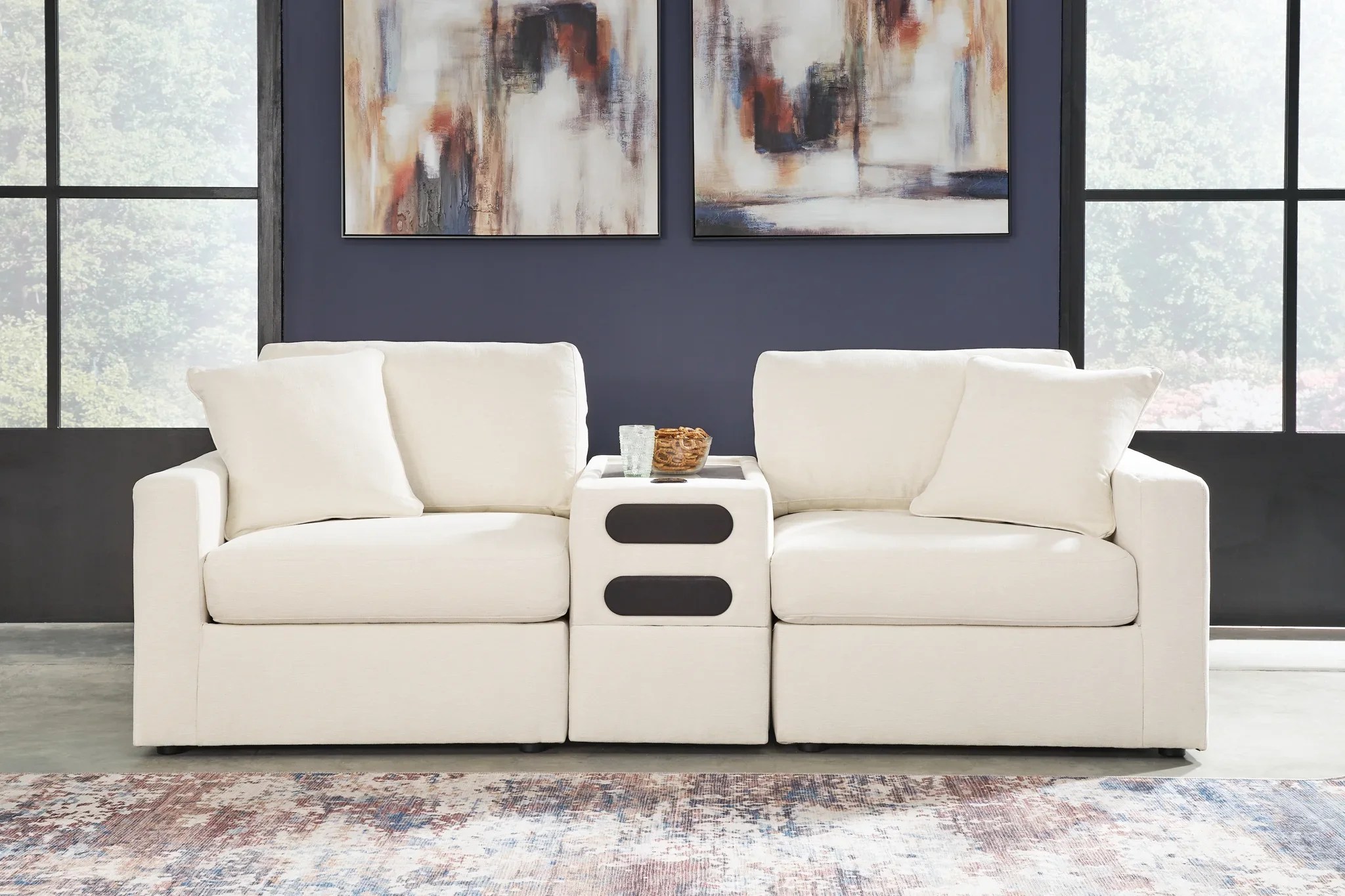 Modmax Oyster 3Piece Sectional With Audio System Console