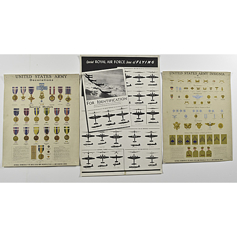 WWII Army Insignia and Decorations Posters, PLUS Royal Air Force Poster