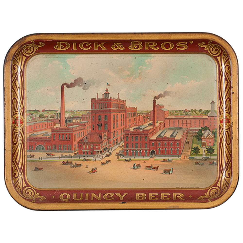 Dick and Bros.', Quincy Beer Lithographed Serving Tray Cowan's