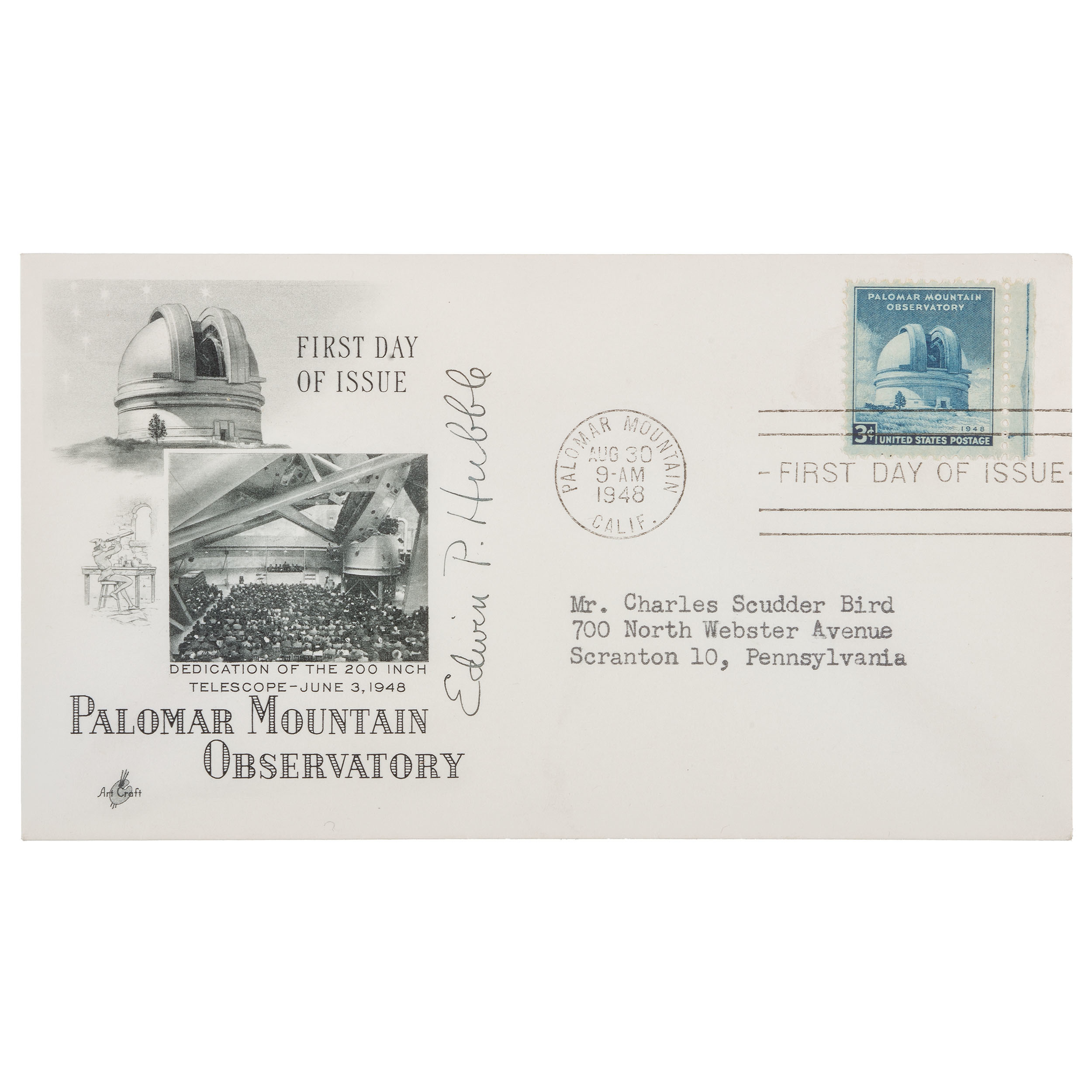 Edwin Hubble, American Astronomer, Signed First Day Cover Cowan's