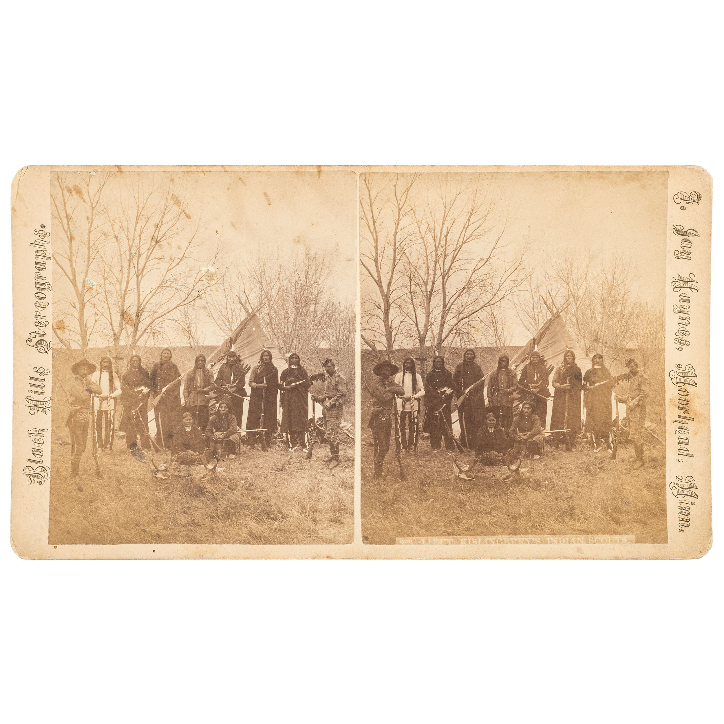 F. Jay Haynes Stereoview of Lieutenant Kislingbury's Indian Scouts
