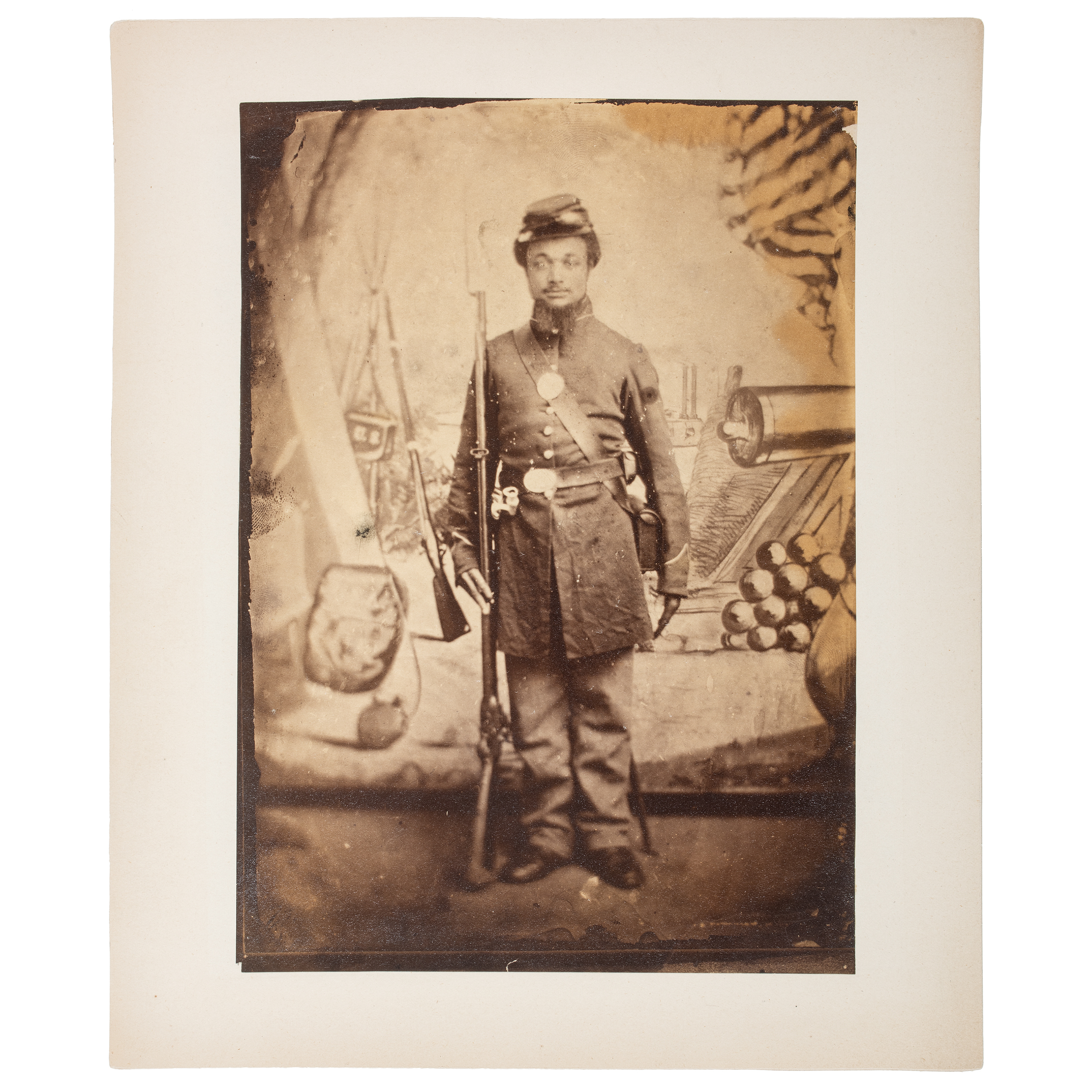Albumen Photograph Featuring African American Soldier with Benton