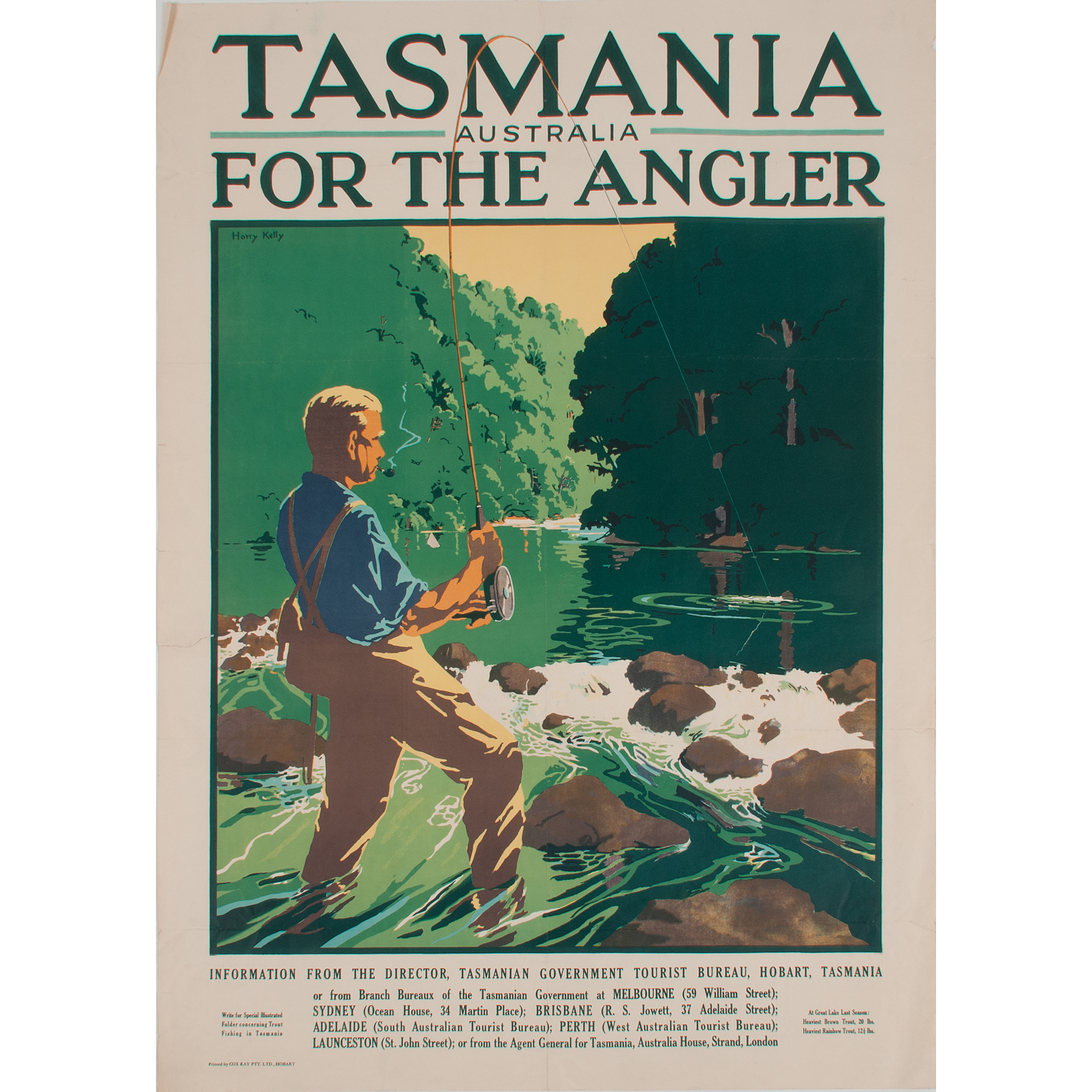 Harry Kelly (Australian, 18961967) Tasmania Australia For The Angler Cowan's Auction House