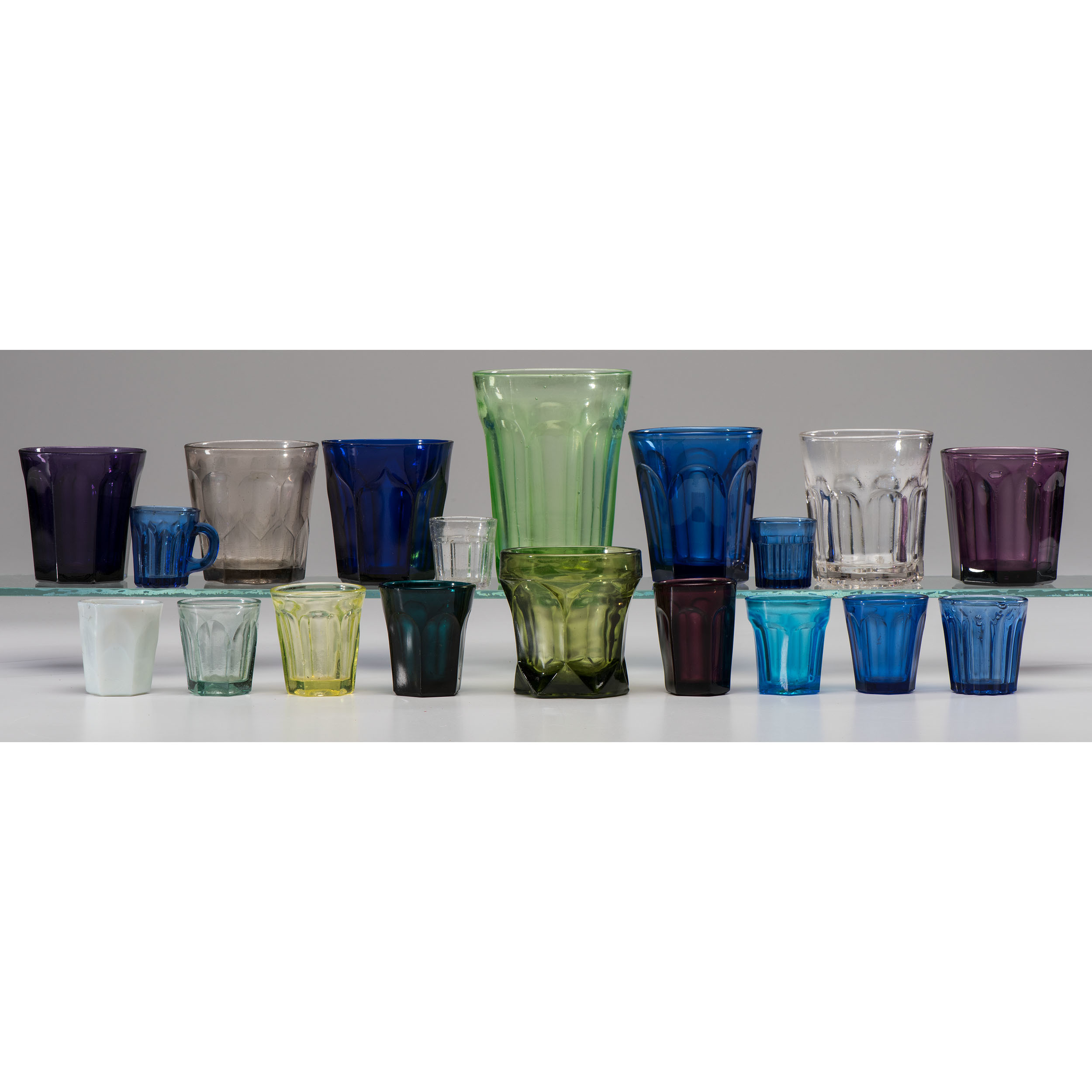 A Group of Molded and Blown Colored Glass Cups Cowan's Auction House