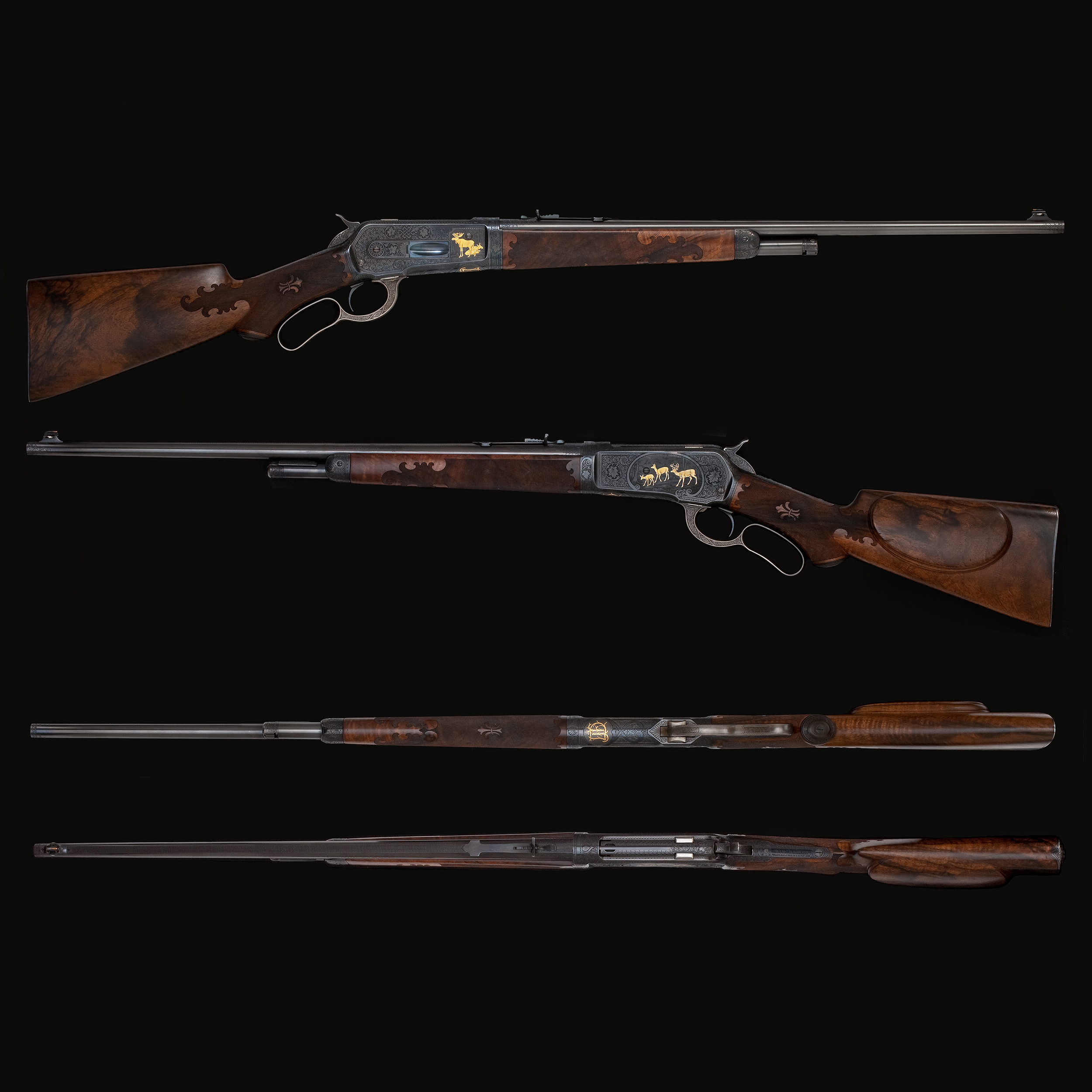 * Superb Engraved and Gold Inlaid Winchester Model 1886 Takedown Rifle