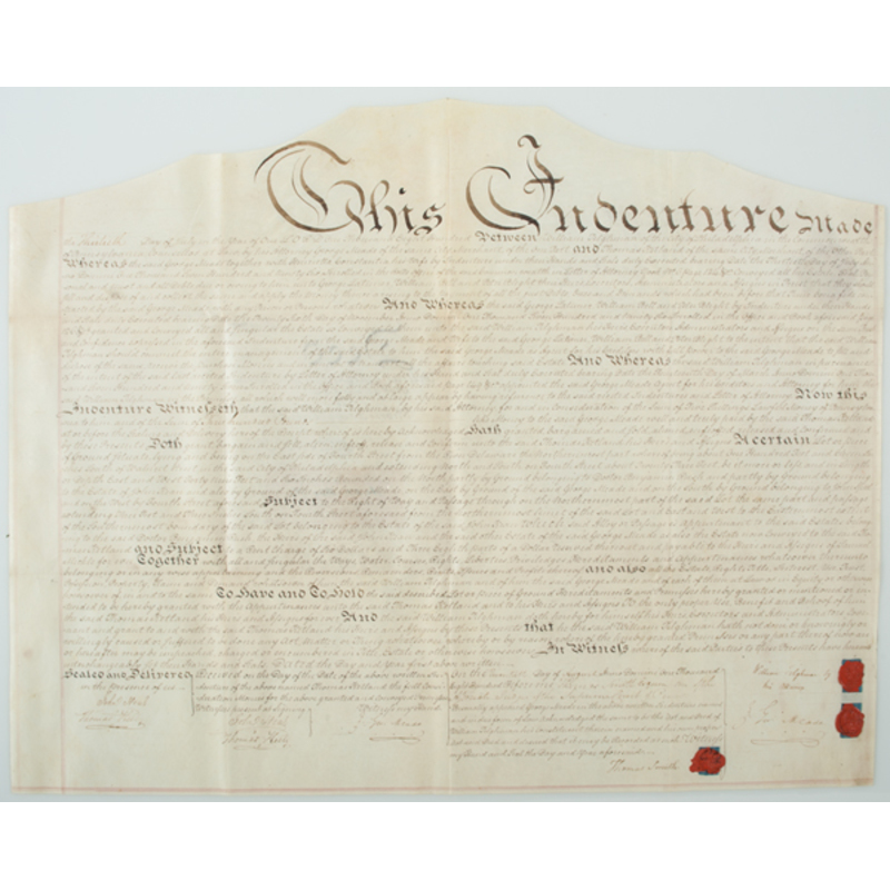 1800 Philadelphia, Pennsylvania Land Deed Referencing William Tilghman
