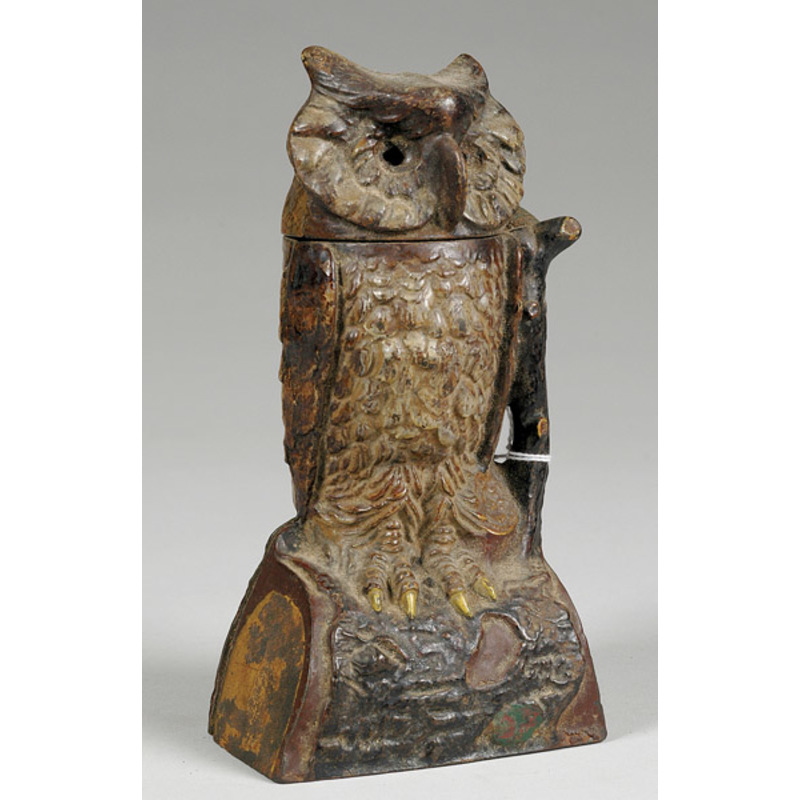 Cast Iron Mechanical Bank Owl Turns Head, auctions & price archive
