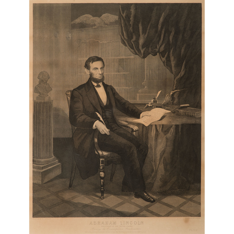 Abraham Lincoln Signing the Emancipation Proclamation, Engraving by