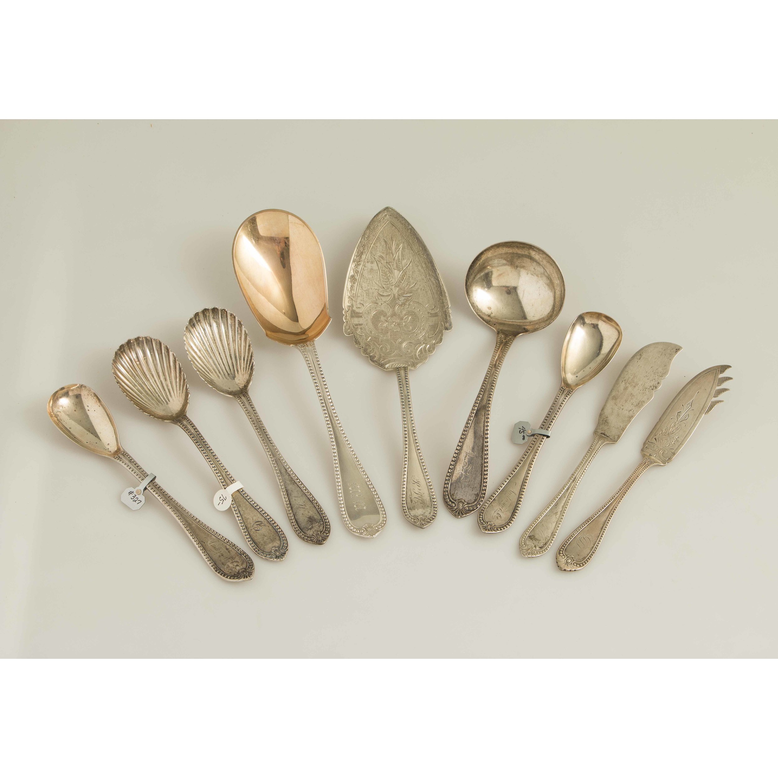 Assorted Silver Serving Pieces, Beaded Pattern Witherell's Auction House