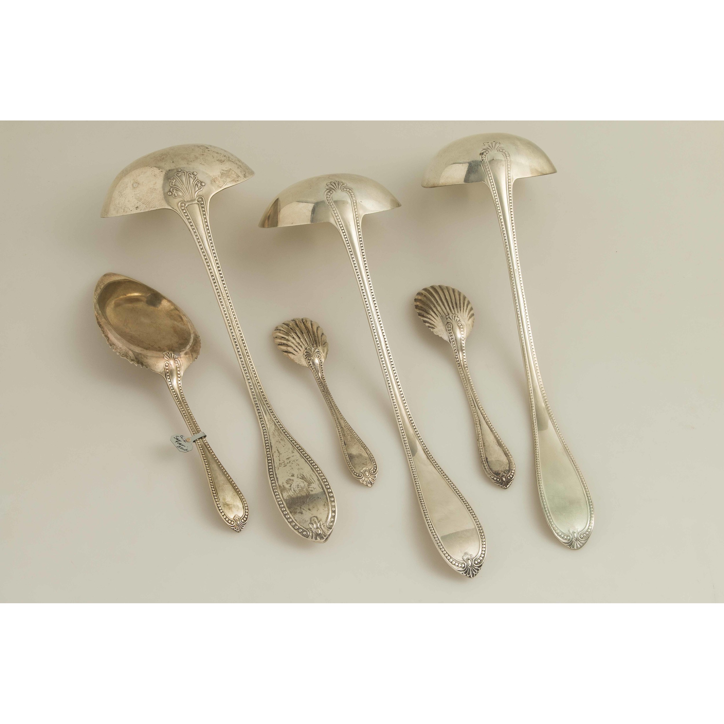 Six Silver Serving Pieces, Beaded Pattern Witherell's Auction House