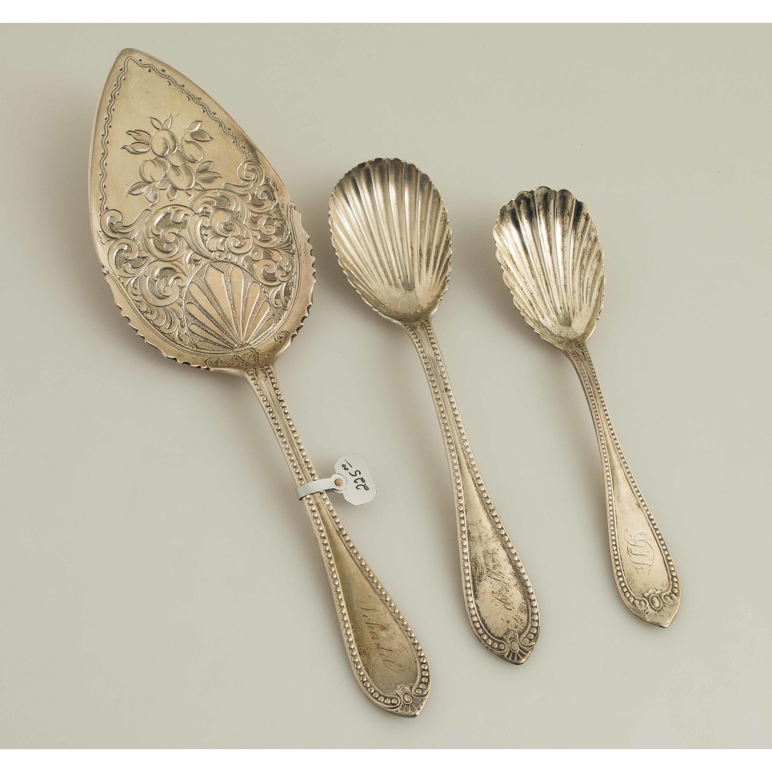 Six Silver Serving Pieces, Beaded Pattern Witherell's Auction House