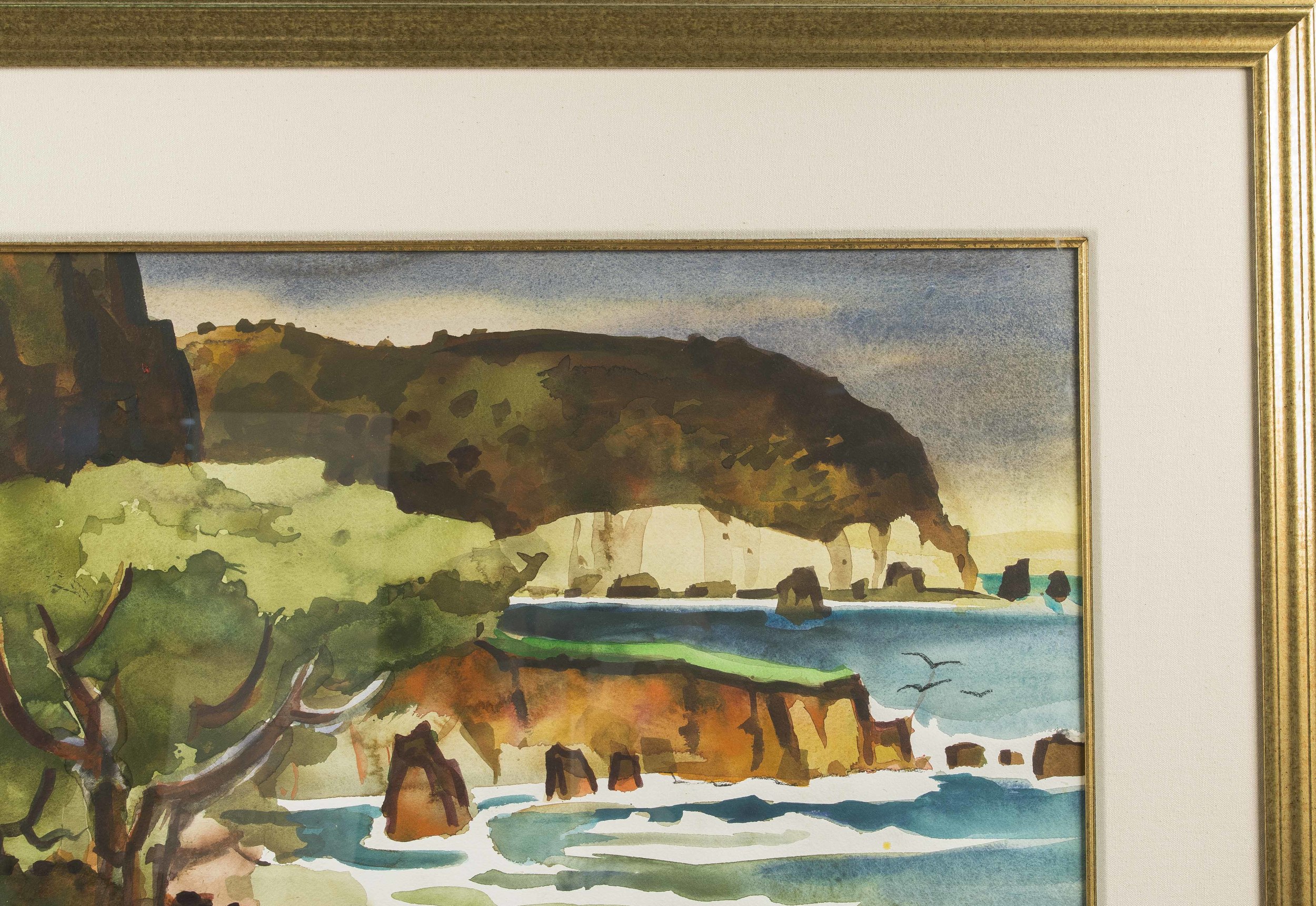 Milford Zornes Watercolor, "Coastal Waters" Witherell's Auction House