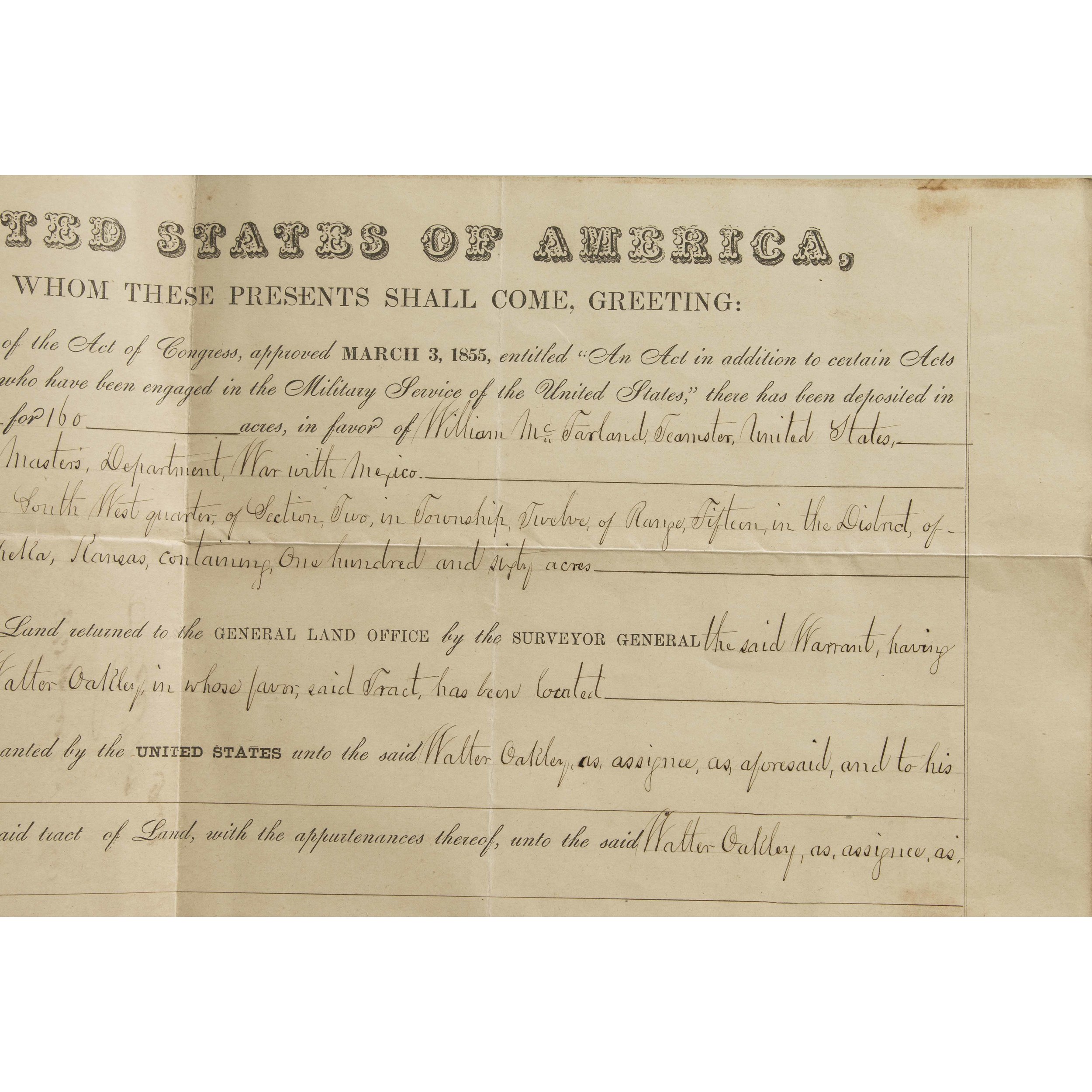 Abraham Lincoln/Stoddard Signed Land Grant, 1863 Witherell's Auction