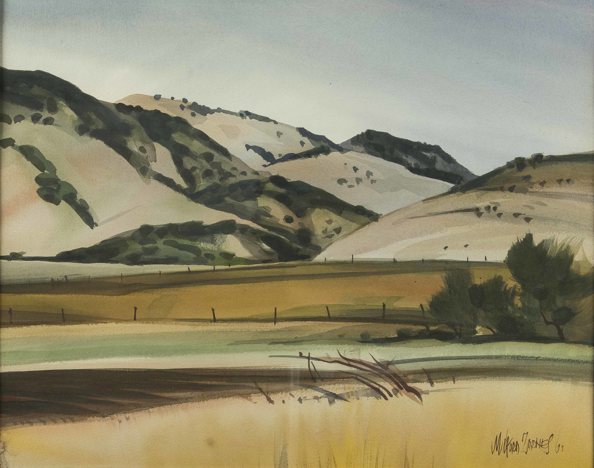 Milford Zornes Watercolor, Laguna Canyon, 1962 Witherell's Auction House