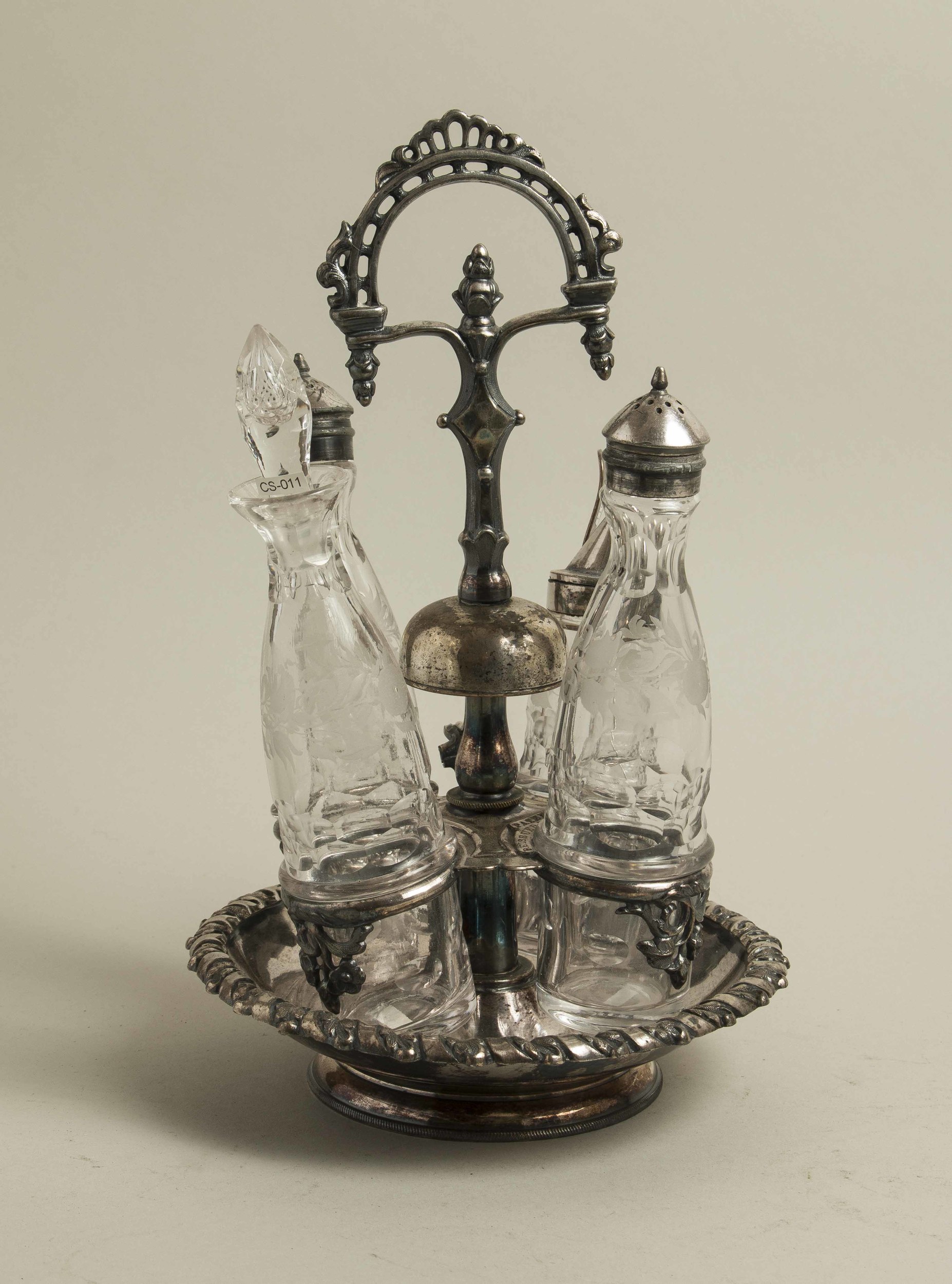 Glass Cruet Set with Bell Witherell's Auction House