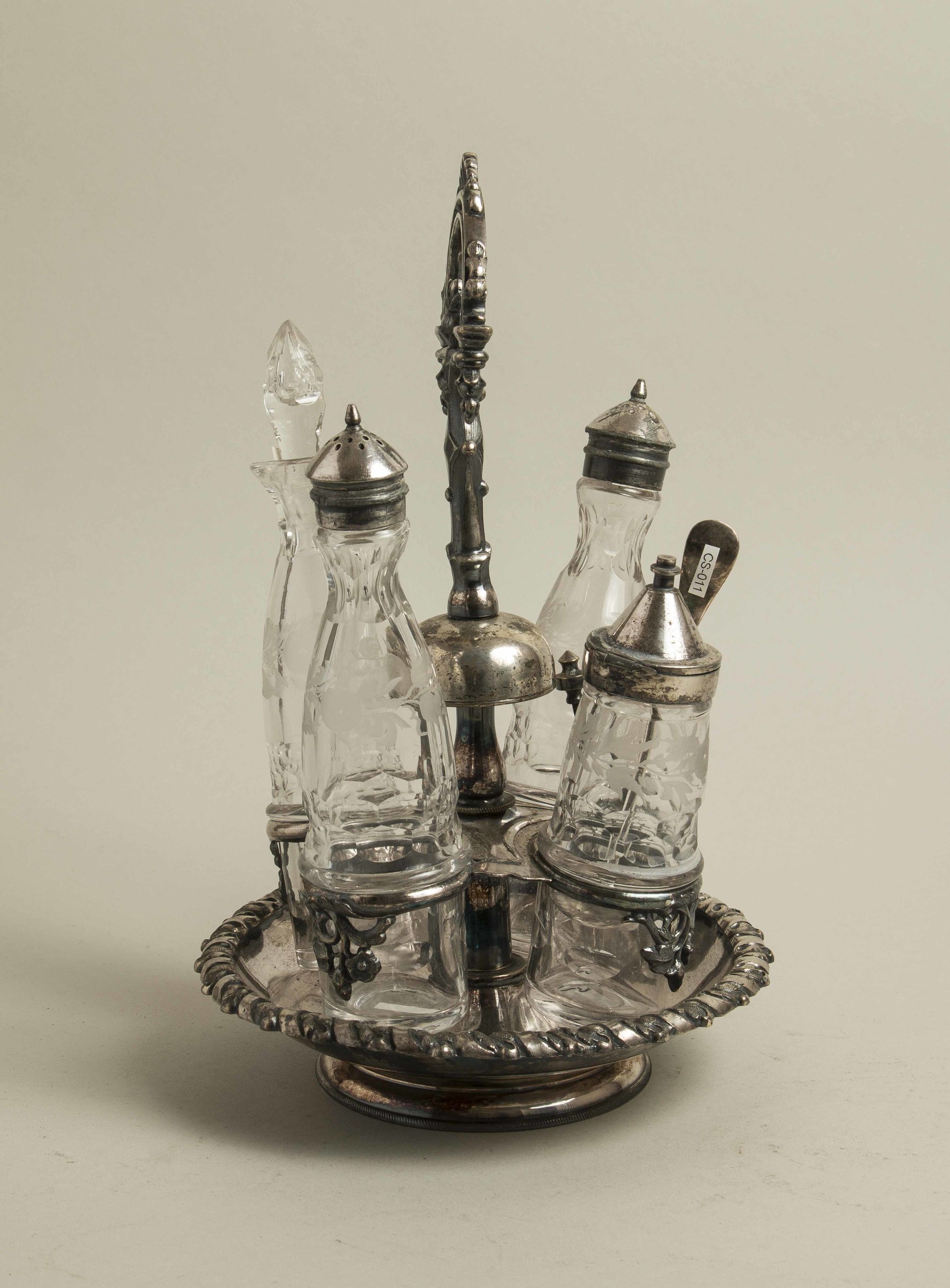 Glass Cruet Set with Bell Witherell's Auction House