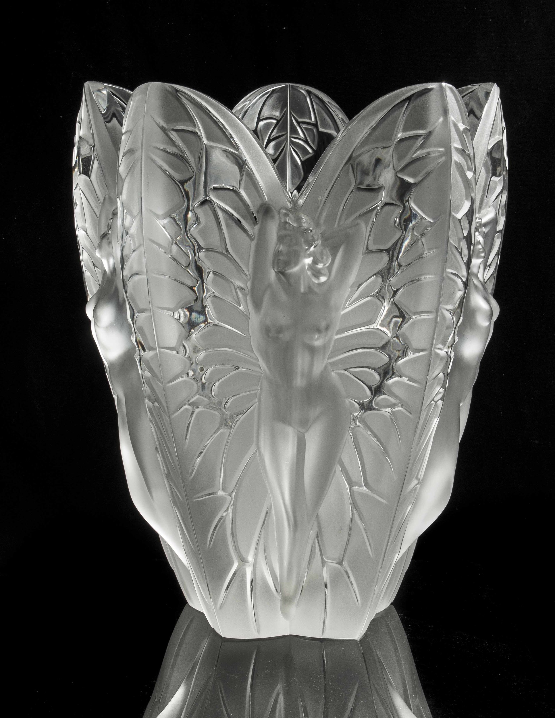 Lalique "Chrysalide" Frosted and Clear Crystal Vase Witherell's