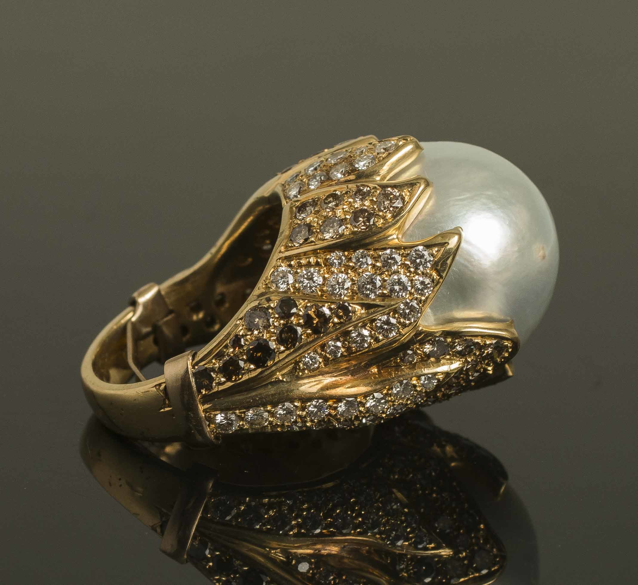 Pearl Diamond 18k Ring Witherell's Auction House
