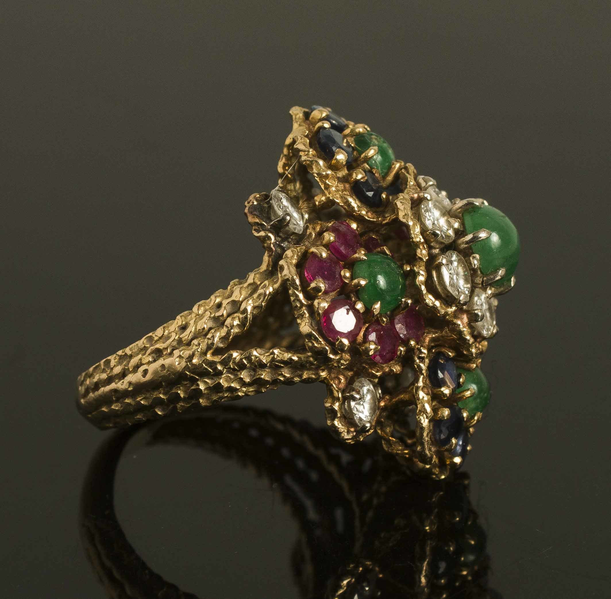 Ruby, Emerald, Sapphire, Diamond 18k Ring Witherell's Auction House