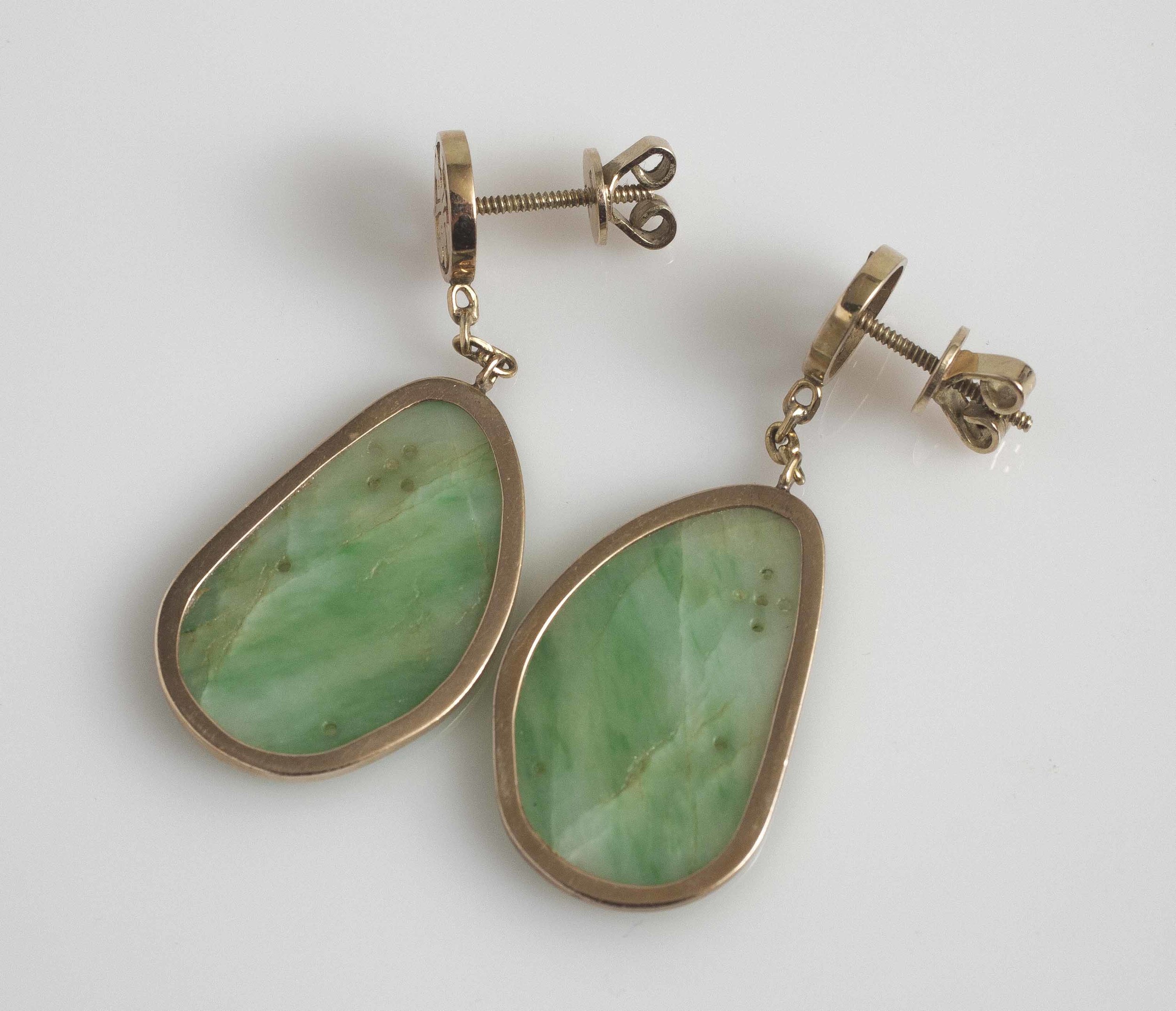 14k Jade, Earrings & Pin Witherell's Auction House