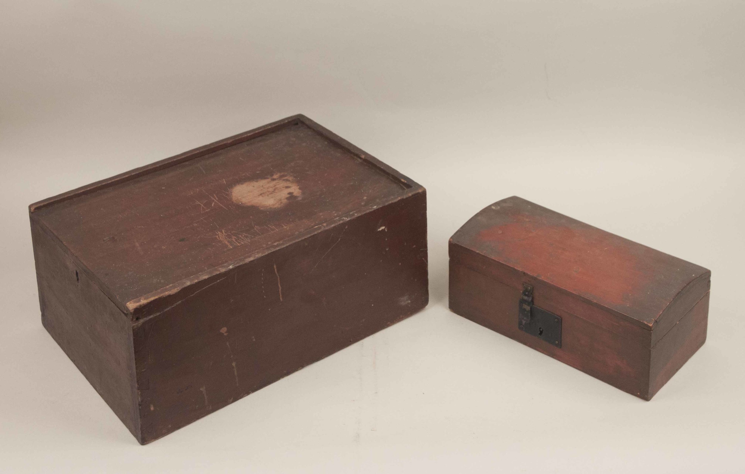 Two Antique Painted Wood Boxes Witherell's Auction House