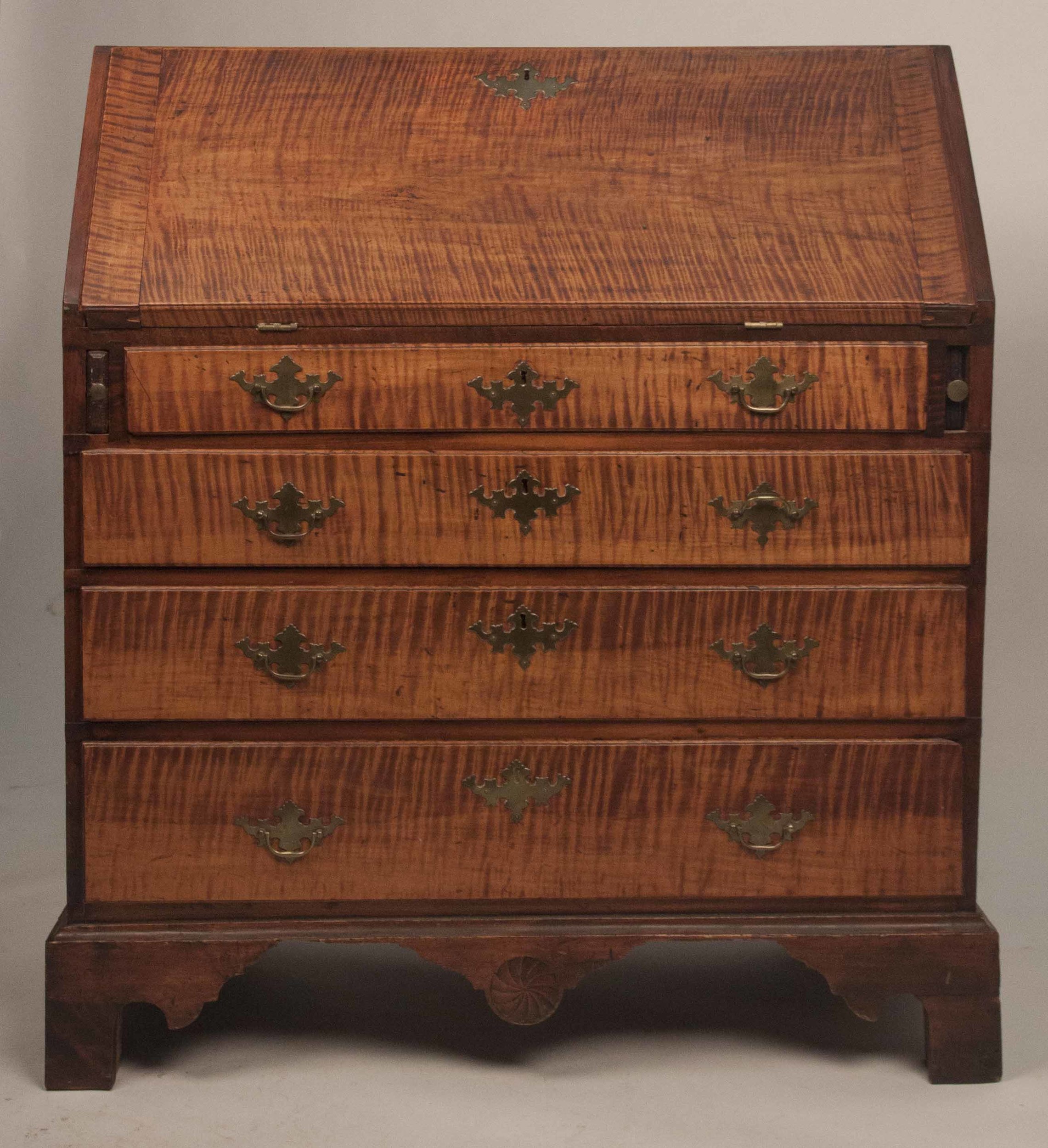 Antique Tiger Maple Slant Front Desk Witherell's Auction House