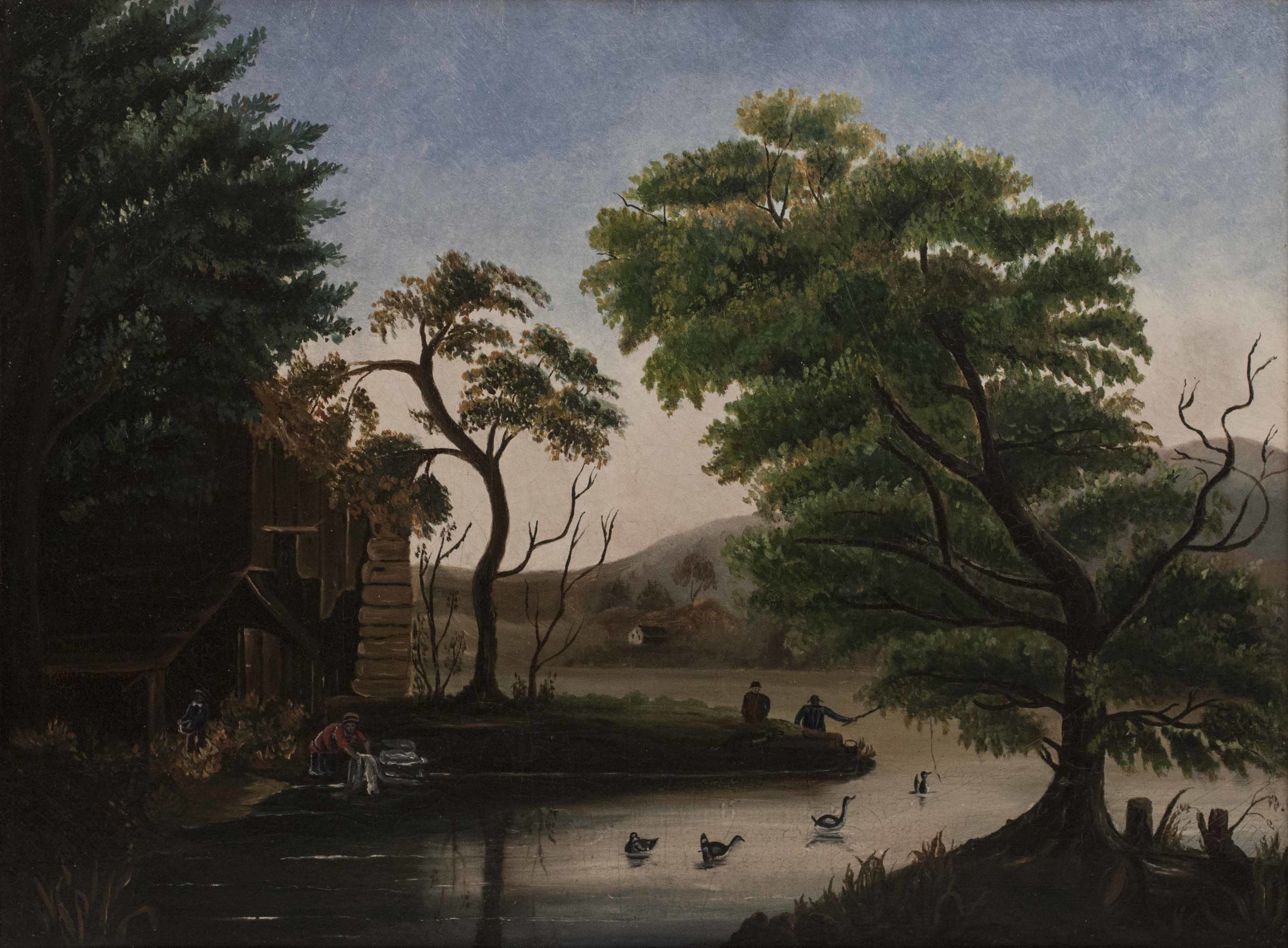 Antique Primitive Landscape Painting Witherell's Auction House